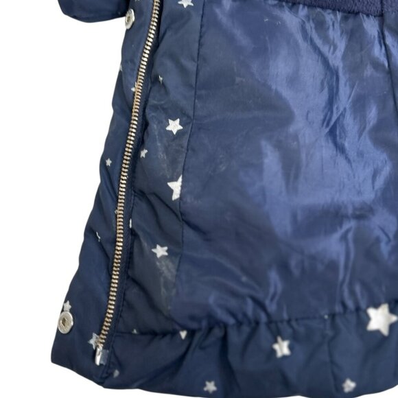 Baby Gap 2 Years Toddler Navy Puffer Removable Hooded Jacket w/ Silver Stars - Picture 9 of 9